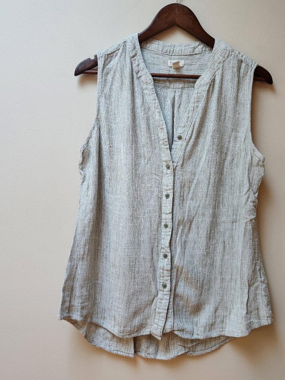 Linen blend stripe blouse / weatherproof vintage / xl